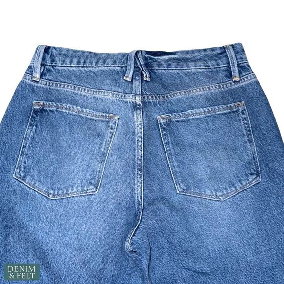 Good American Good Boy High Rise Distressed Straight Leg Raw Hem Jeans Sz 29 - Picture 10 of 13